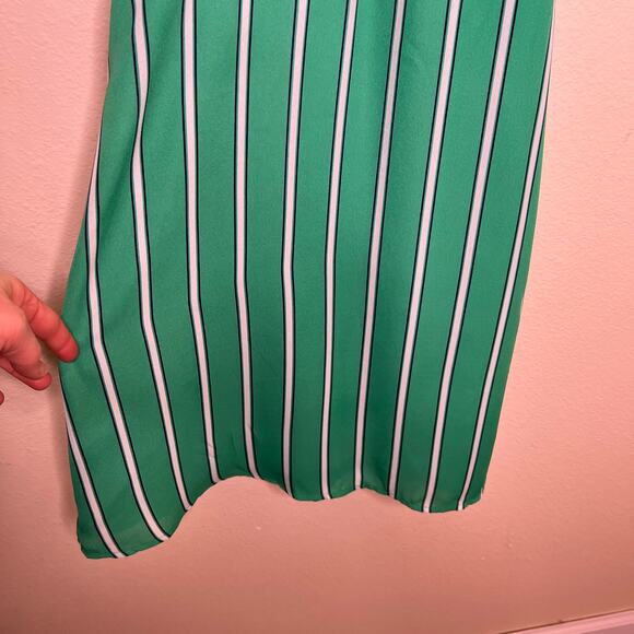 Monteau Green and White Stripe Summer Dress Small - Picture 5 of 12